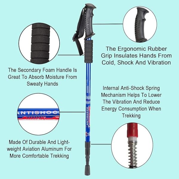 Aihoye Hiking Trekking Poles, 2 Pack Collapsible,Lightweight, Anti Shock, Hiking or Walking Sticks,Adjustable Hiking Pole for Men and Women - Image 2