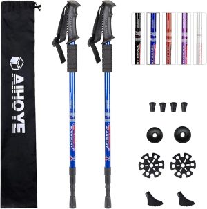 Aihoye Hiking Trekking Poles, 2 Pack Collapsible,Lightweight, Anti Shock, Hiking or Walking Sticks,Adjustable Hiking Pole for Men and Women