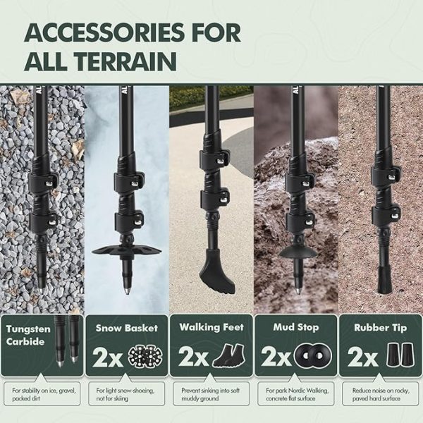 KINGGEAR Nordic Walking Stick, TP1 Hiking Poles Retractable Lightweight 7075 Aluminum, Trekking Poles with Flip Lock, Natural Cork and EVA Grip, 2pc Hiking Gear - Image 2