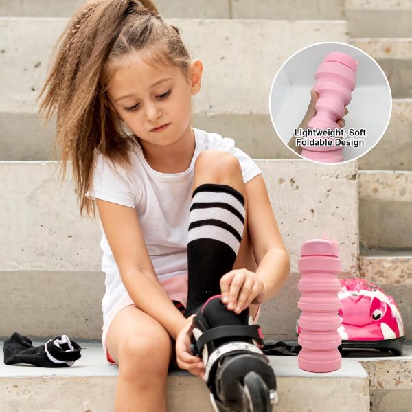 Collapsible Water Bottle 20oz, Travel Portable Sport Water Bottle, Silicone Reusable Leakproof Foldable Water Bottles for Gym Camping Outdoor Hiking, BPA Free - Image 6